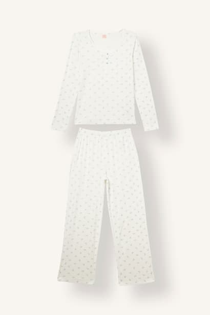 Regular Fit Patterned 2 Piece Pyjama Set Homewear Set (٤)