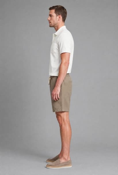 Relax Fit Elastic Waist Light Brown Shorts (٣)