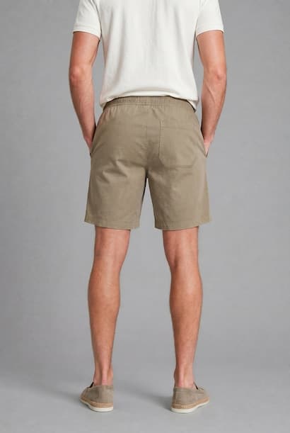 Relax Fit Elastic Waist Light Brown Shorts (٤)
