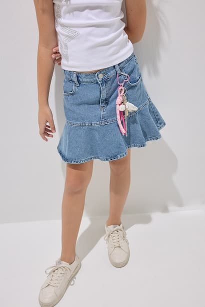 Girl 100% Cotton Blue Denim Skirt (٣)
