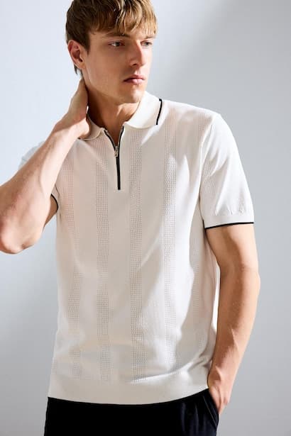 Standard Fit Knitted Short Sleeve Polo T-Shirt