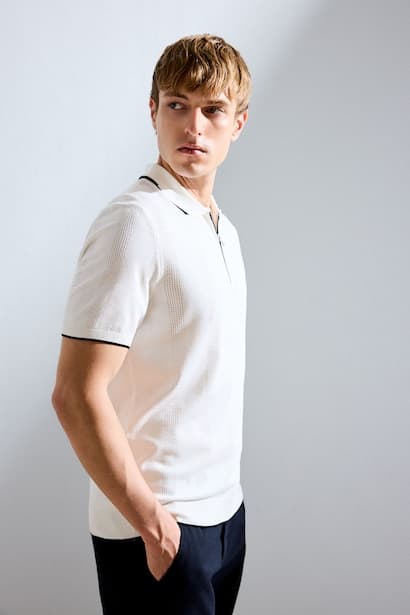 Standard Fit Knitted Short Sleeve Polo T-Shirt (٣)