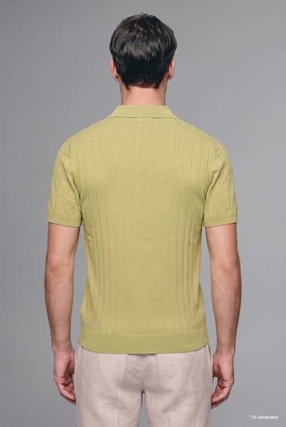 Standard Fit Textured Knit Short Sleeve Polo T-Shirt (٤)