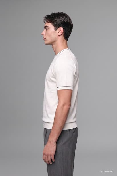 Standard Fit Knitted Short Sleeve Crew Neck T-Shirt (٤)