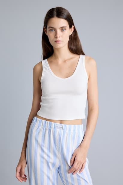 Ribbed V-Neck Tank Top Tank Top & Crop Top (٣)