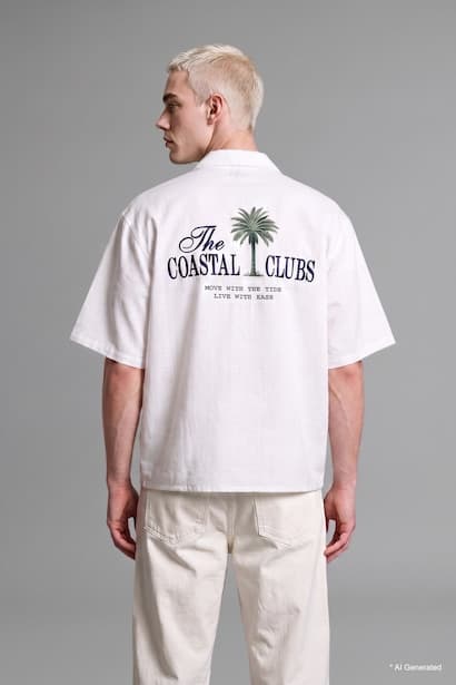 Oversize Fit 100% Cotton Printed Short Sleeve Shirt