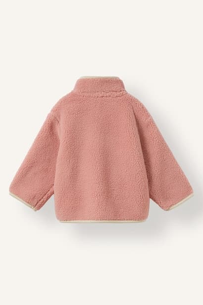 Baby Girl Pockets  Zip-Up Stand Collar Plush Cardigan (٤)