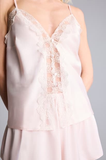 Regular Fit Satin 2 Piece Pyjama Set Homewear Set (٤)
