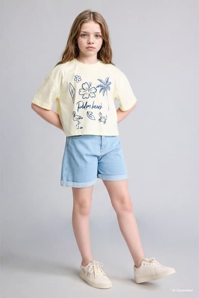 Girl Ice Blue Denim Shorts
