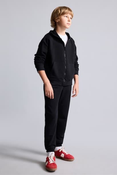 Boy Regular Fit Black Elastic Waist Pants