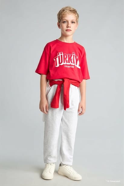 Regular Boy Elastic Waist Optic Light Sweatpants Trousers