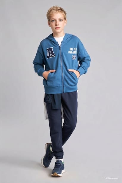 Boy Regular Fit Navy Elastic Waist Pants