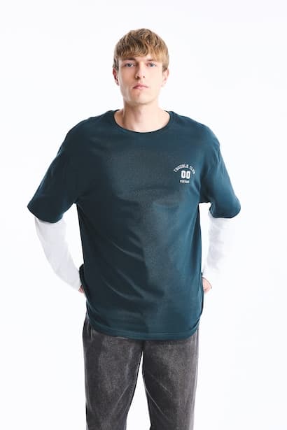 Boxy Fit 100% Cotton Printed Crew Neck Long Sleeve T-Shirt (3)