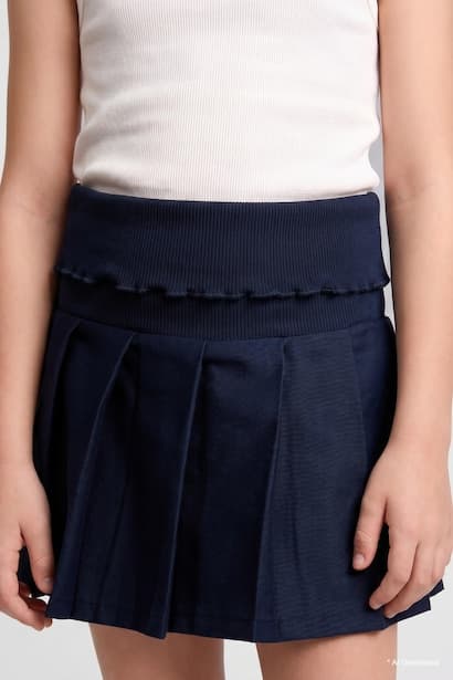 Girl Gabardine Navy Skirt (4)