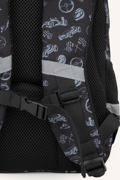 Unisex Car Print Zip-Up Backpack Bag (٣)