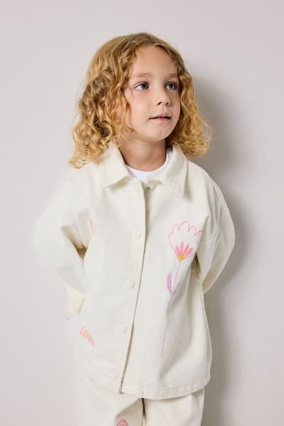 Baby Girl 100% Cotton Gabardine Long Sleeve Snap-Button Shirt Jacket (3)
