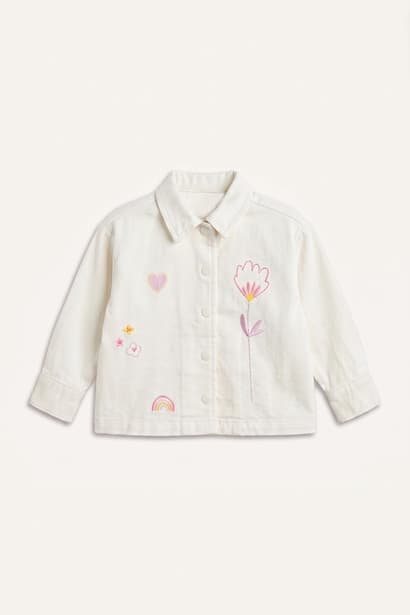 Baby Girl 100% Cotton Gabardine Long Sleeve Snap-Button Shirt Jacket (4)