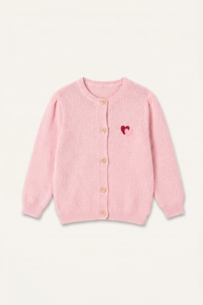 Baby Girl Heart Pattern Knit Cardigan