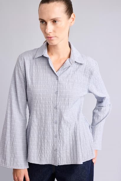 Regular Fit Checked Waffle Texture Shirt (٤)