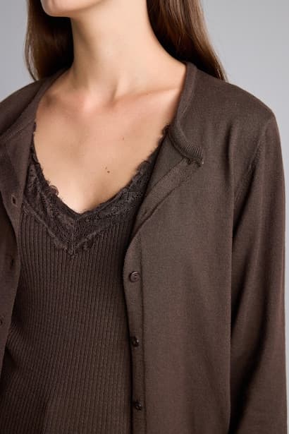 Regular Fit Basic Knitted Crew Neck Button-Up Cardigan (4)