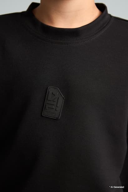 Boy Oversized Black Modal Back Print Short Sleeves T-shirt (٣)