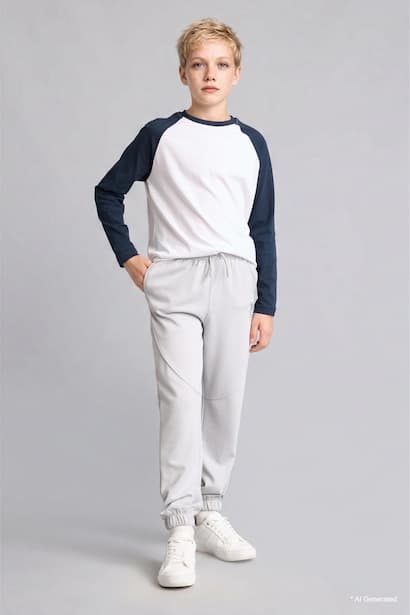 Boy Oversize Light Grey Scuba Sweatpants Trousers