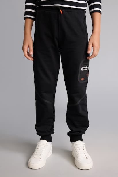 Boy Barrel Fit 100% Cotton Black Printed Sweatpants Trousers (٣)
