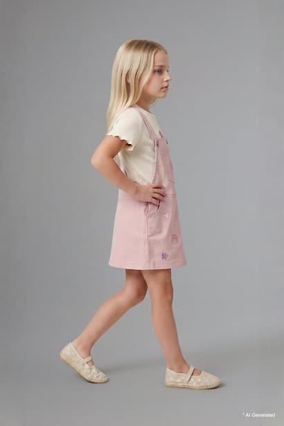 Baby Girl Regular Fit 100% Cotton Long Sleeve Woven Dress (٣)