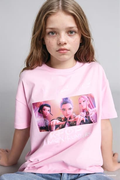 Girl Oversize Fit Pink 100% Cotton Short Sleeve T-Shirt