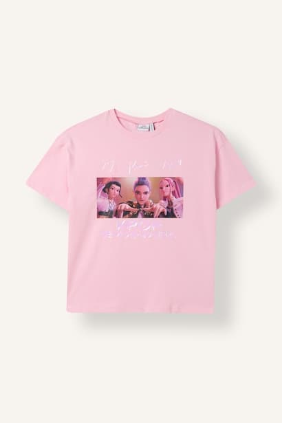 Girl Oversize Fit Pink 100% Cotton Short Sleeve T-Shirt (٣)