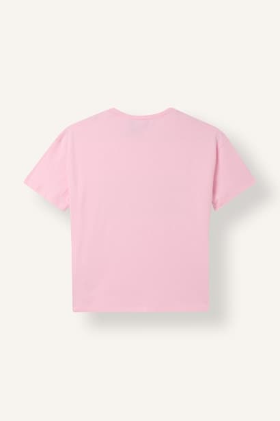 Girl Oversize Fit Pink 100% Cotton Short Sleeve T-Shirt (٤)