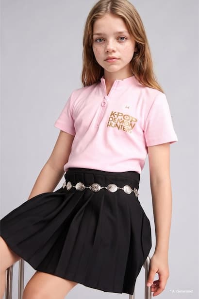 Girl Kpop Demon Hunters Half-Zip T-Shirt