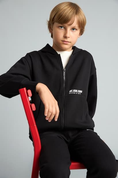 Boy Printed Zip-Up Hoodie