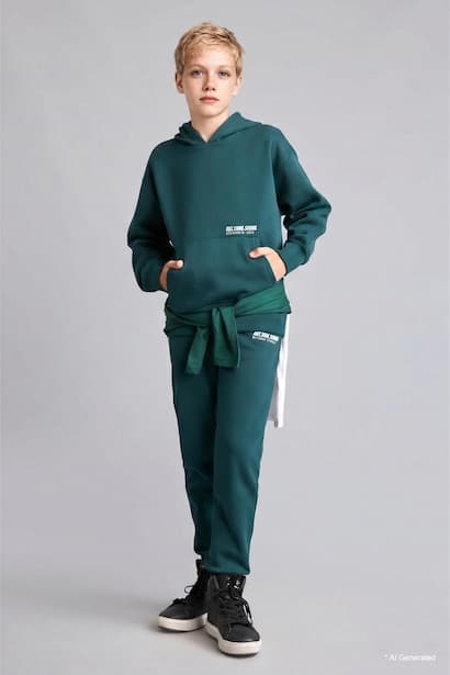 Boy Heavy Fabric Elastic Leg Jogger Sweatpants