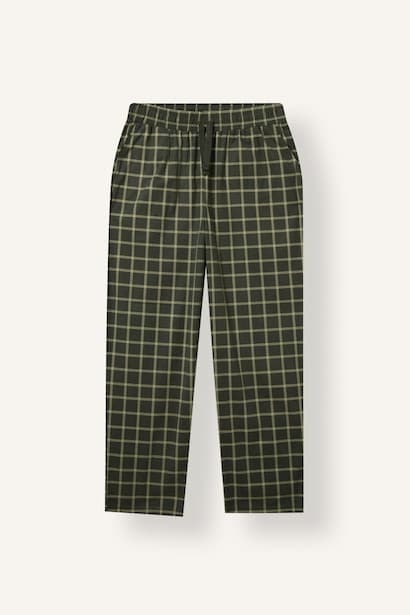Regular Fit Crew-Neck Plaid 2 Piece Set Homewear (٤)