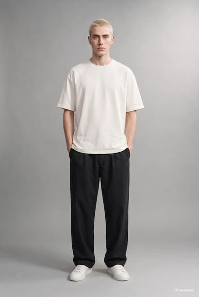 Balloon Fit Long Black Trousers