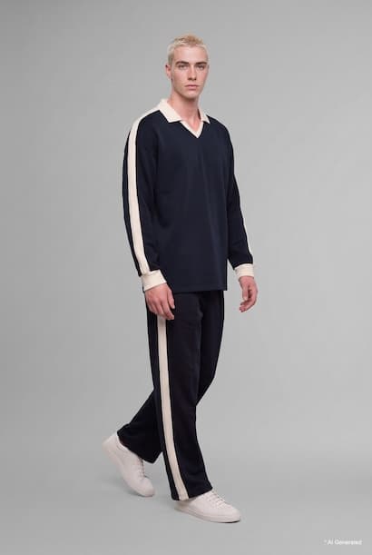 Boxy Fit Polo Collar Sweatshirt