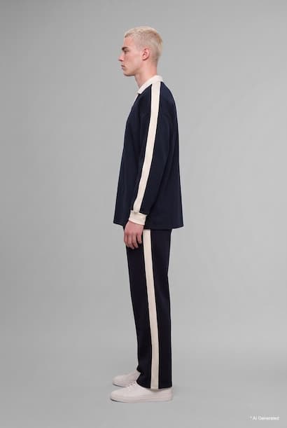 Boxy Fit Polo Collar Sweatshirt (٣)