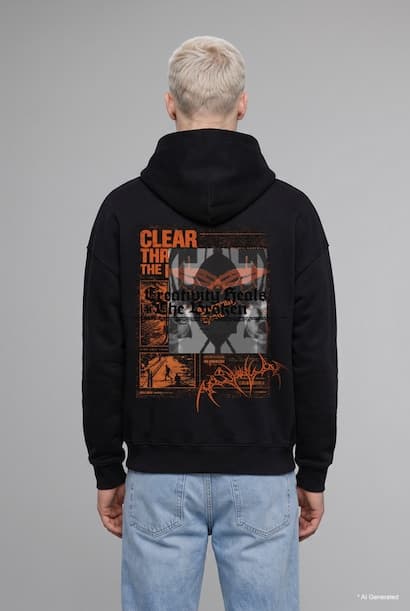 Oversize Fit Printed Hoodie Sweatshirt