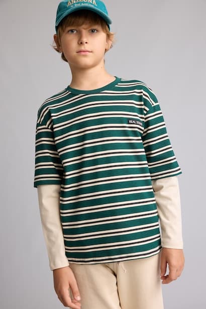 Boy 2 piece Oversize Fit Long Sleeve Top and Trousers Set (٣)
