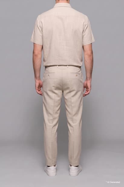 Regular Fit Pleated Beige Trousers (3)