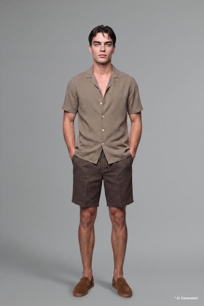 Cotton Regular Fit Linen Look Shorts