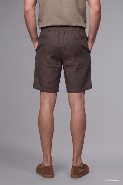 Cotton Regular Fit Linen Look Shorts (٤)