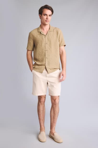 Regular Fit Resort Neck Striped modal Short Sleeve Shirt (٣)