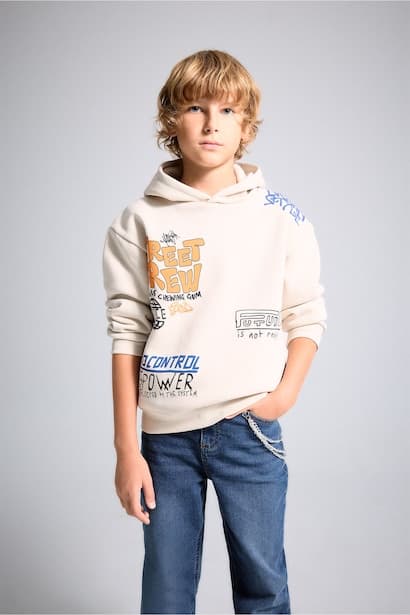 Boy Oversize Front Printed Soft Lined Sweatshirt