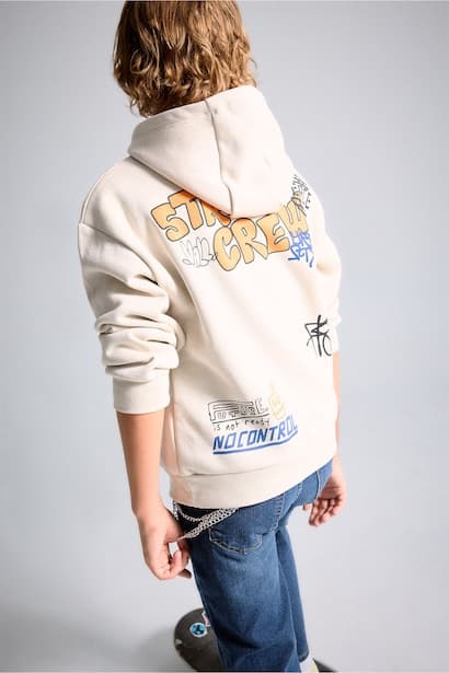 Boy Oversize Front Printed Soft Lined Sweatshirt (٤)
