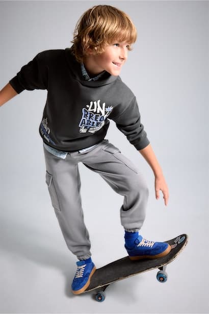 Boy Heavy Fabric Elastic Leg Cargo Pants