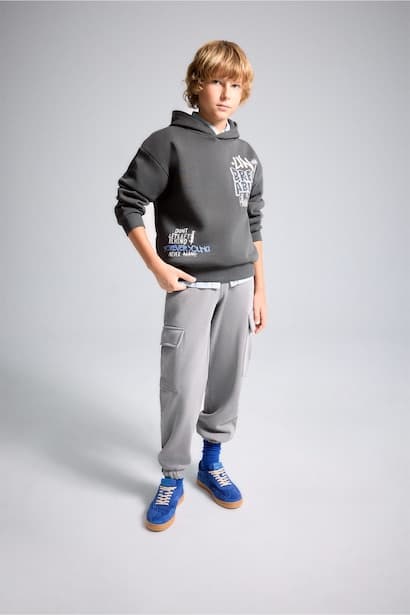 Boy Heavy Fabric Elastic Leg Cargo Pants (4)