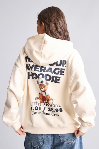 Oversize Fit Thick Printed Hoodie with Back Print Knitwear
