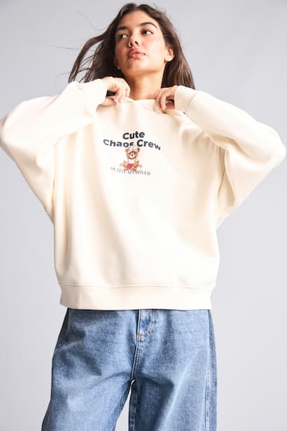 Oversize Fit Thick Printed Hoodie with Back Print Knitwear (٣)